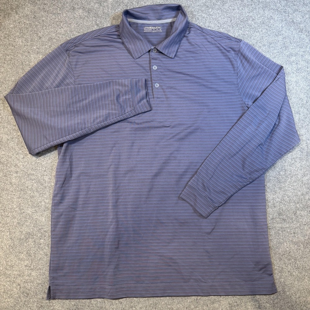 Nike Golf Polo Shirt Mens XL Purple Striped Victory Long Sleeve 267914-537 - Picture 2 of 8